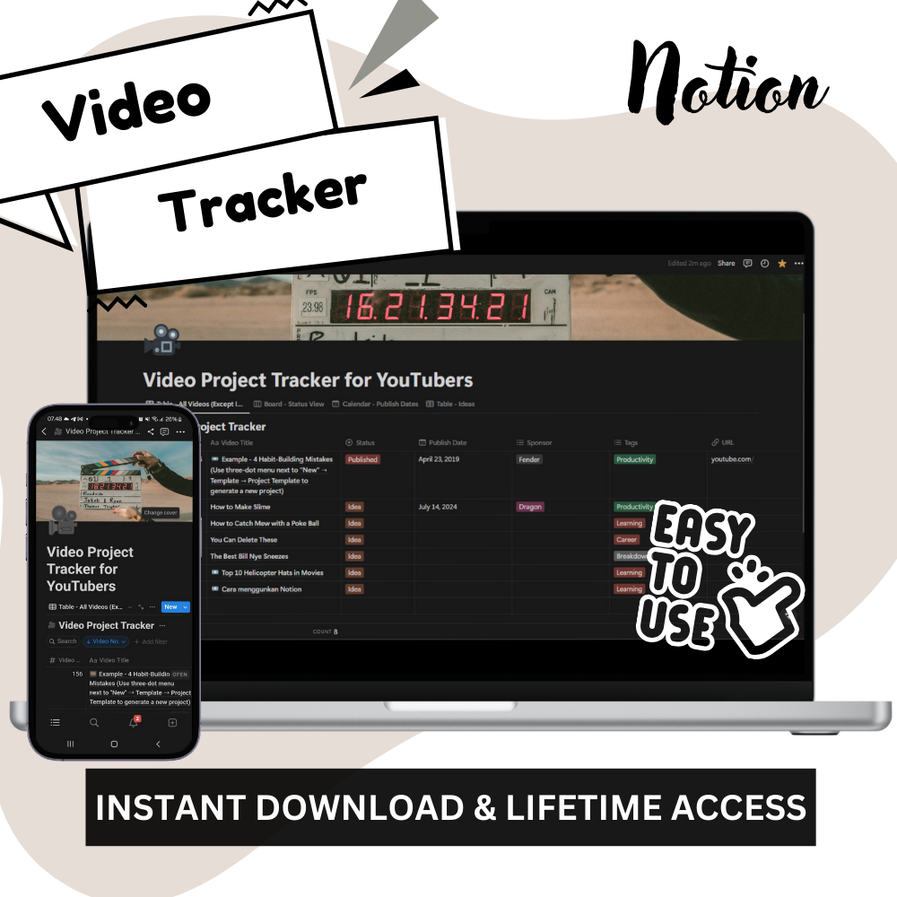 Video Project Tracker Notion_ EzyD