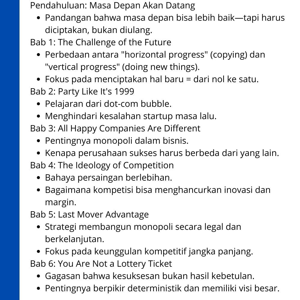 Zero to One – Audiobook Ringkasan Bahasa Indonesia