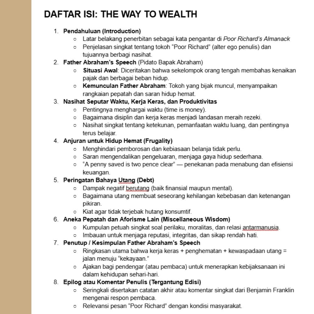 The Way to Wealth - Audiobook Ringkasan Bahasa Indonesia