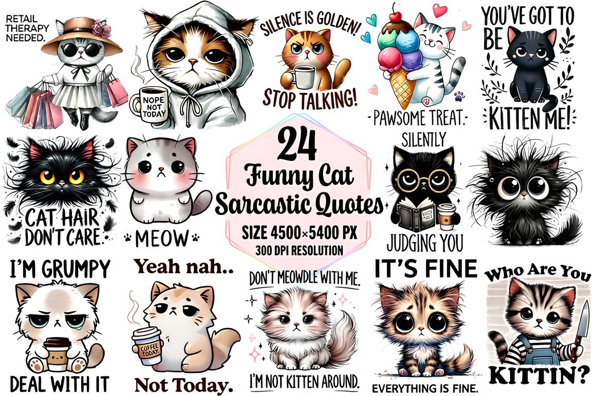 Sarcastic Cat Quotes Sublimation Bundle_ EzyD
