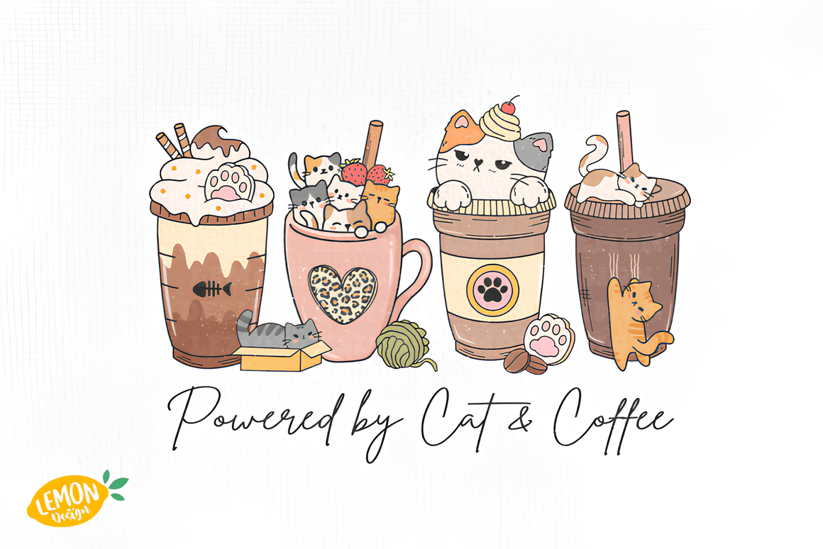 Funny Cat Coffee PNG Sublimation Bundle_ EzyD