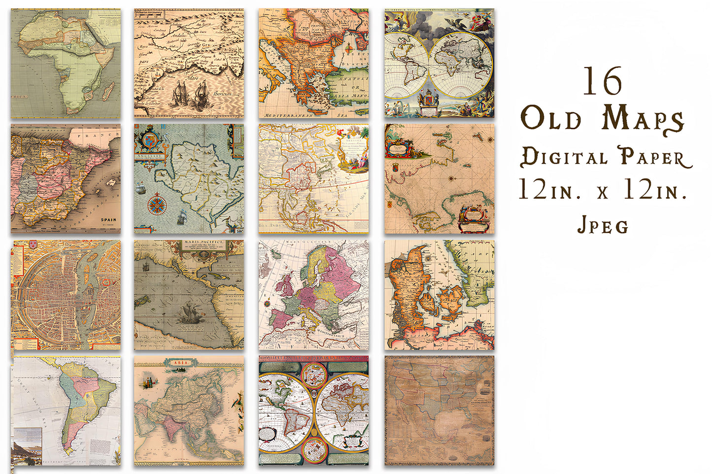 Old Maps Digital Paper_ EzyD