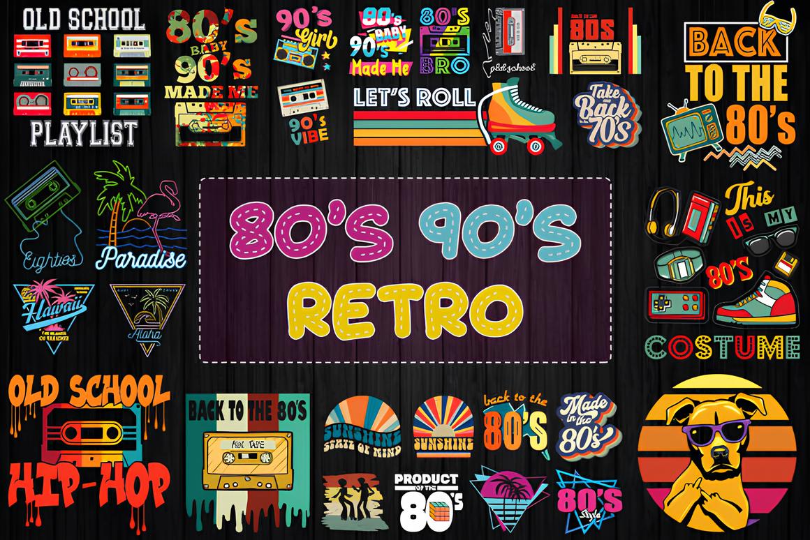 Retro 80s 90s Tshirt Design Bundle_ EzyD