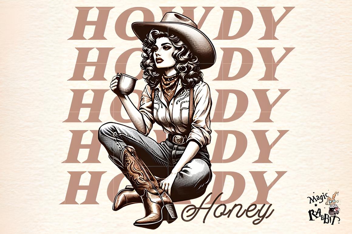 Retro Western Cowgirl PNG Bundle_ EzyD