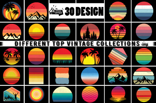  Retro Vintage Sunset Bundle_ EzyD