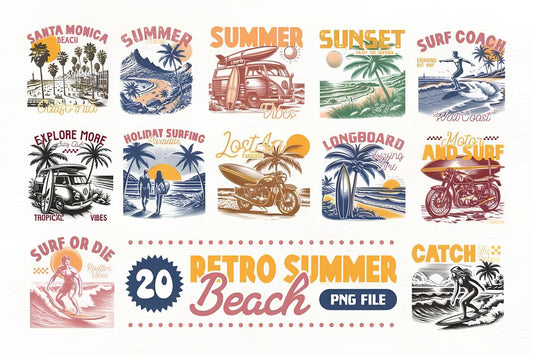  Vintage Summer Beach Travel  Bundle_ EzyD